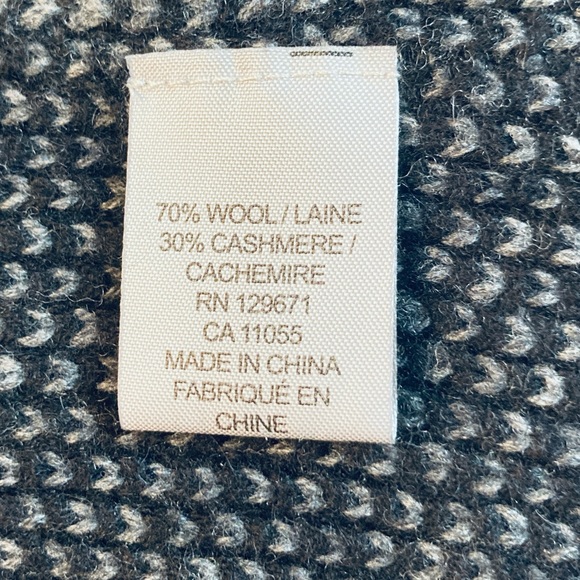 360 Sweater Open Cardigan Sz Small Wool Cashmere Blend Grey Black Hood Stitching - Picture 14 of 16